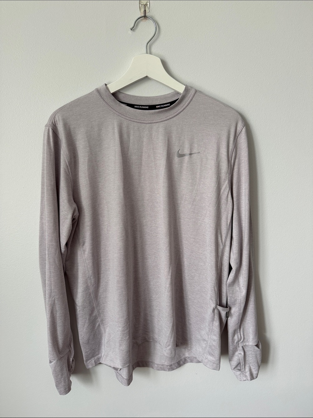 Nike Long Sleeve Crew Shirt in Light Gray